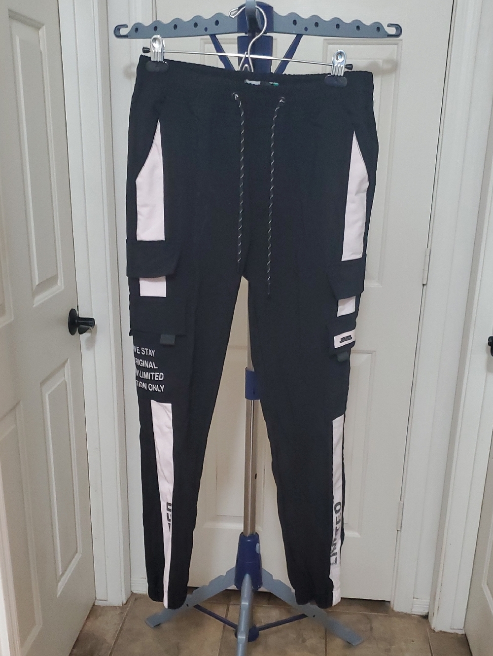 Black & Pink Cargo Joggers - Women's Track Pants